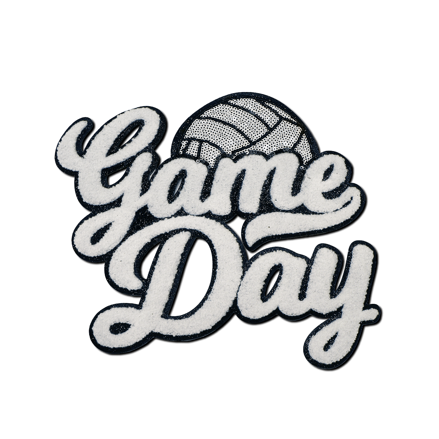Volleyball "Game Day" Embroidered Patch - Rolled Up Printing